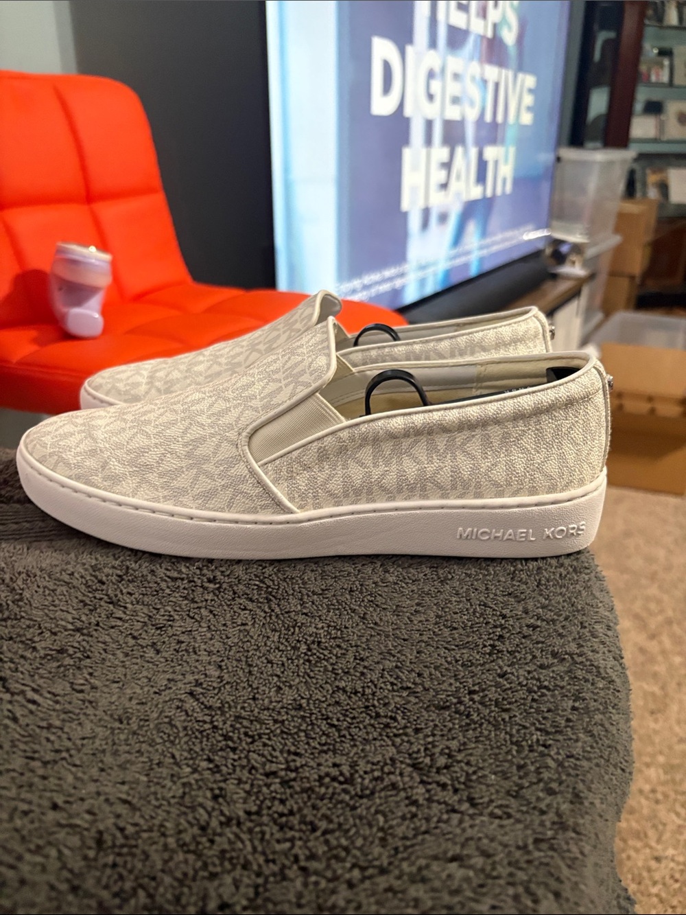 Michael Kors Men's Slip-On Loafers in Light Gray Monogram
